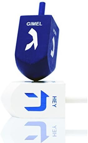 The Dreidel Company Hanukkah Game 2-Pack 3 Inches Extra Large Blue & White Wood Dreidels