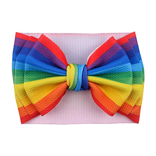 BBTDIN Baby Rainbow Headband Turban With Bow Girls Rainbow Hair Band Bowknot JBC19 (Turban-B)