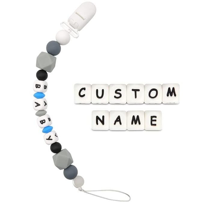 Customizable Pacifier Clip Personalized Name (Grey)