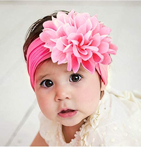 CÉLLOT 15 Pieces Baby Girls Headbands Tulle Hair Bows Head Wraps Chiffon Flowers Bows Soft Stretchy Turban Headbands for Newborn Infant Girls and Toddlers