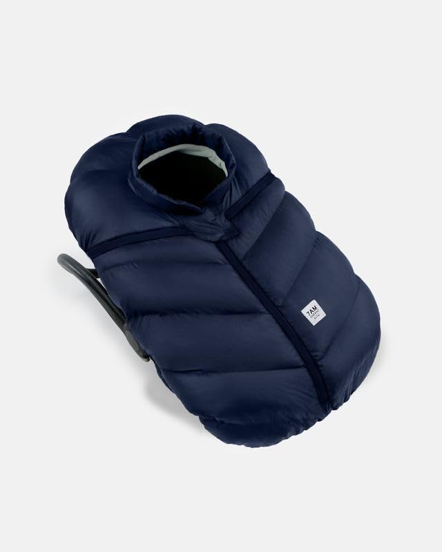 7AM Enfant Car Seat Covers - Cocoon Baby Cover for Boys & Girls, Rain & Snow Repellent, Breathable Windproof, Center Zipper, Universal Fit for Infant Car Seat (0-12M) (Navy)