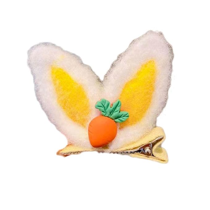 Baby Girls Carrot Hair Clips Pin Easter Bunny HairClips Carrot Hair Barrettes Pin JHE27 (D2-Yellow Ear)