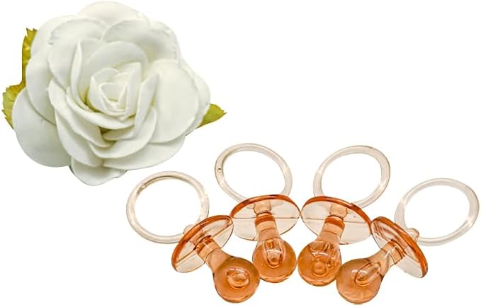2.5" Baby Pacifier Party Favors, 36 Pieces, Gender Reveal Shower Decorations, Boy Girl Gender Neutral Table Scatter, DIY Party Games Decor (Tan)