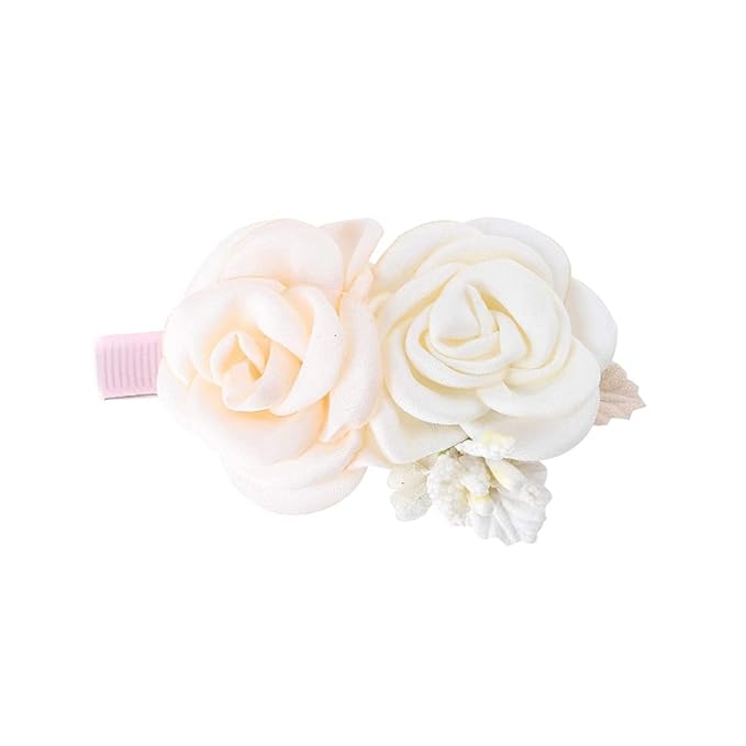 Flower Hair Clips Set for Baby Girl Lightweight Floral Hair Bow Accessories with Boutique Fully Lined Alligator Clip for Toddler Teens Gifts (AD)