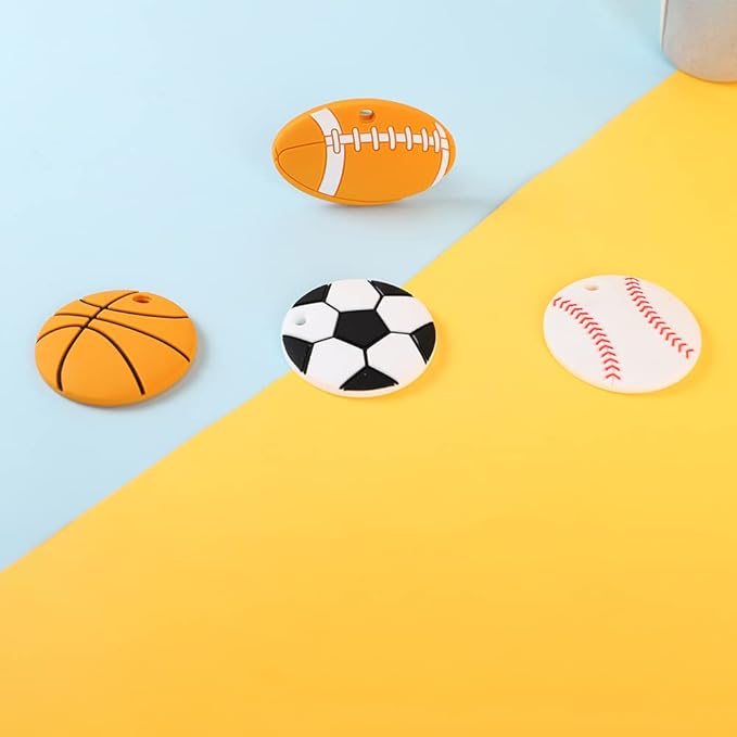 4 Pcs Silicone Sensory Chew Necklace Toy for Boys and Girls,Chewy Necklace for Kids with Autism, ADHD,Oral Motor,Biting Needs,Reduce Anxiety Fidgeting (Sports Balls)