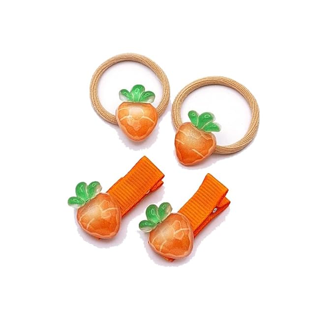 Baby Girls Carrot Hair Clips Pin Easter Bunny HairClips Carrot Hair Barrettes Pin JHE27 (4 Pcs-Set B)