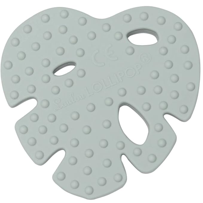 Silicone Teether – Food-Grade, BPA-Free Teething Relief Toy for Babies – Safe, Durable & Easy-to-Hold Infant Teether – Textured Sensory Toy for Soothing Sore Gums - Monstera Mint
