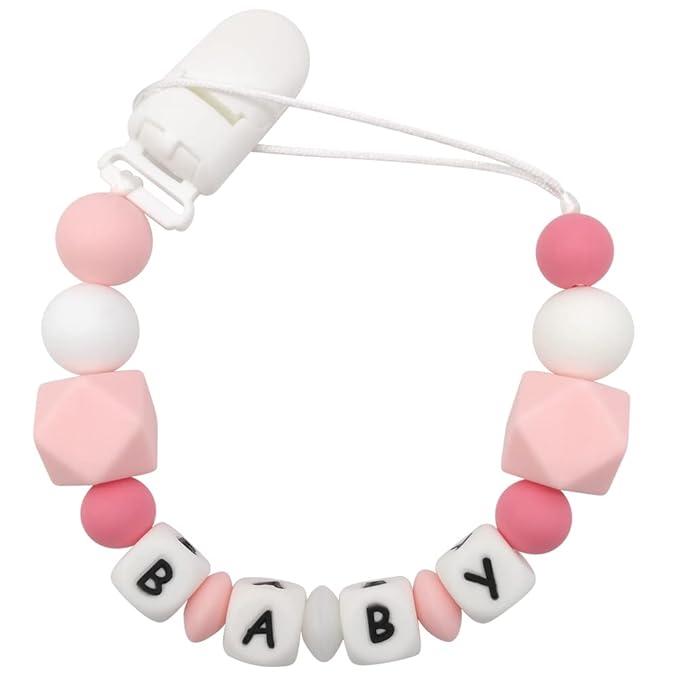 Customizable Pacifier Clip Personalized Name (Pink)