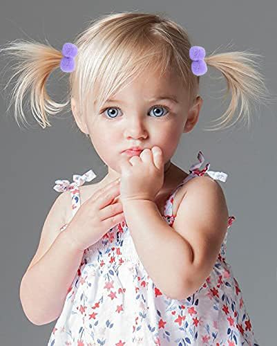 Baby Hair Ties for Girls, Soft Hair Bands Small Ball Ponytail Holders Pom Pom Hair Accessories for Baby Infants Toddlers Little Girls (pink)