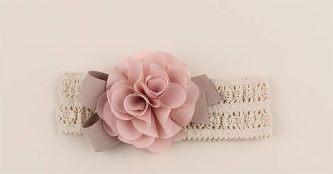 Denifery Baby Girls Cute Headband Elastic Lace Hair Band Pink Flower Headband Hair Accessories