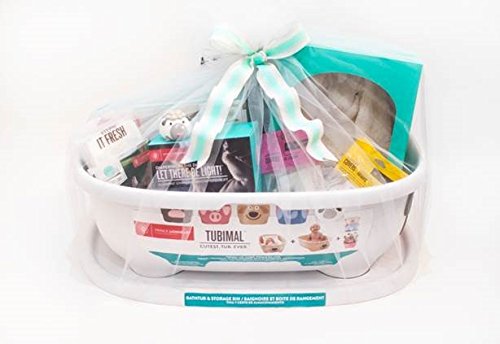 Prince Lionheart TUBIMAL Infant and Toddler Bath Tub - SHEEP | Tub Becomes a Storage Bin | Include a Stackable Lid and Infant Mesh Hammock | Innovative Outside Drain Plug | Perfect Bin for Toy Storage