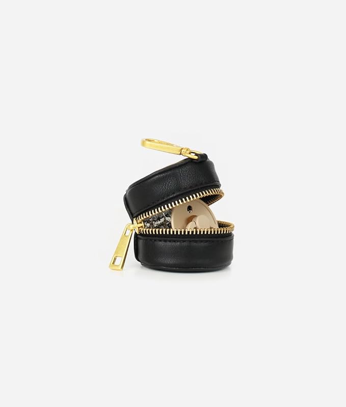 FAWN DESIGN The Paci Case, Black Matte Pacifier Holder, Premium Pebbled Faux Leather Paci Holder, Insulated Pacifier Case with Zipper and Clip, Fits Most Standard Size Pacifiers, 2.25 x 2.25 inches