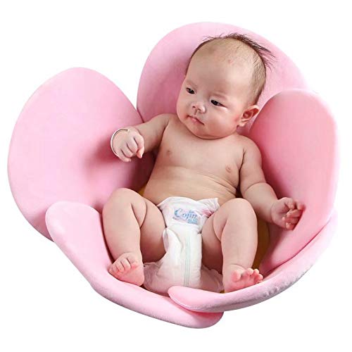 Baby Bath Lotus Cushion Sink Bather Petal Newborn Bathtub Mat Bathing Tub Seat Support Lounger Flower Bathing Pad Non-Slip Safety Sink Insert Tub Pink