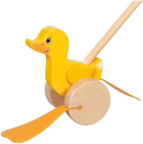 goki 54846 - Ellie Duck - Cheerful Wooden Running Toy with Waddling Gear