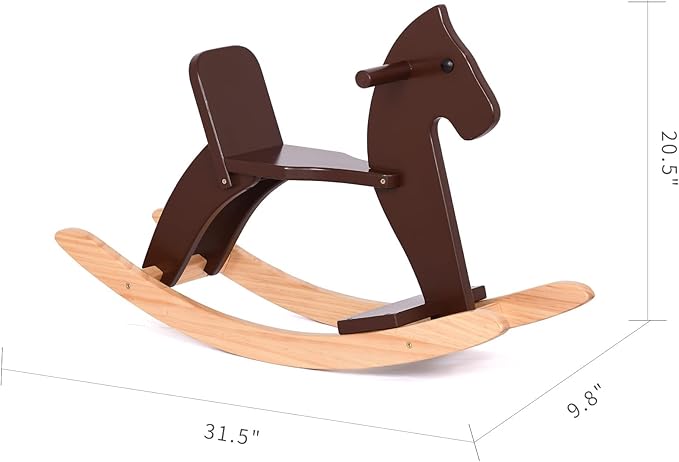 Rocking Horse Baby Ride On Toy for Kids Wooden Classic Design with Pedal and Safe Backrest Ideal Gift for Toddlers (Classic, Espresso)