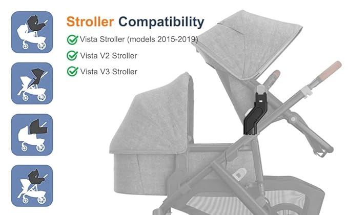 UTNVBTR Upper Adapter Accessories Compatible with UPPAbaby Vista, Vista V2, and Vista V3 Strollers – Secure Fit for Bassinet, Toddler Seat, Aria, Mesa V2, or Mesa Max Infant Car Seats – 1 Set