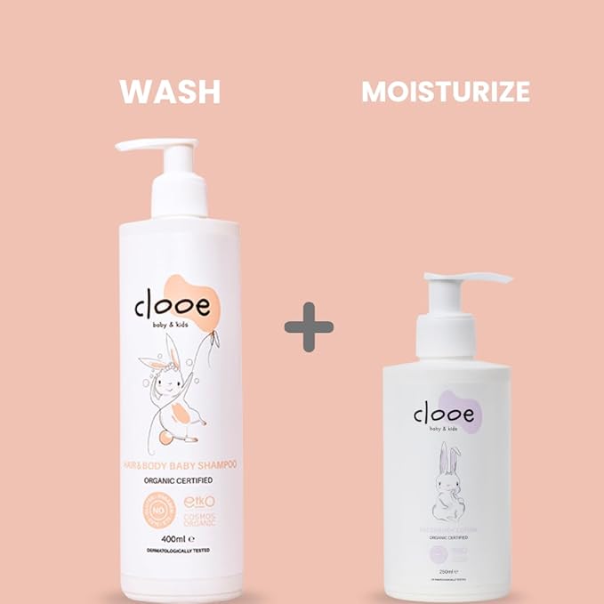 Organic Baby Shampoo and Body Wash, Tear-Free 2-in-1 for Sensitive Skin, Dermatologically Tested, Vegan, Rose Water, 13.5 Fl Oz