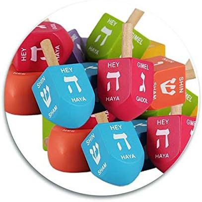 Zion Judaica Colored Wood Dreidels Medium Sized in Bulk Pack in Ziplock Bag 30 and 100 Pack Available (30)