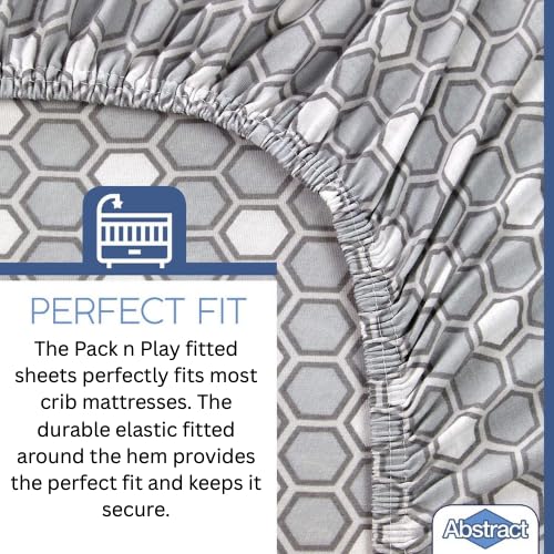 Pack n Play Fitted Sheet – Super Soft, 100% Natural Jersey Cotton – 27” x 39” – for Boys and Girls, Fits Pack n Play, Playard and Foldable Mattresses - Covered Elastic Hem – Honeycomb Gray
