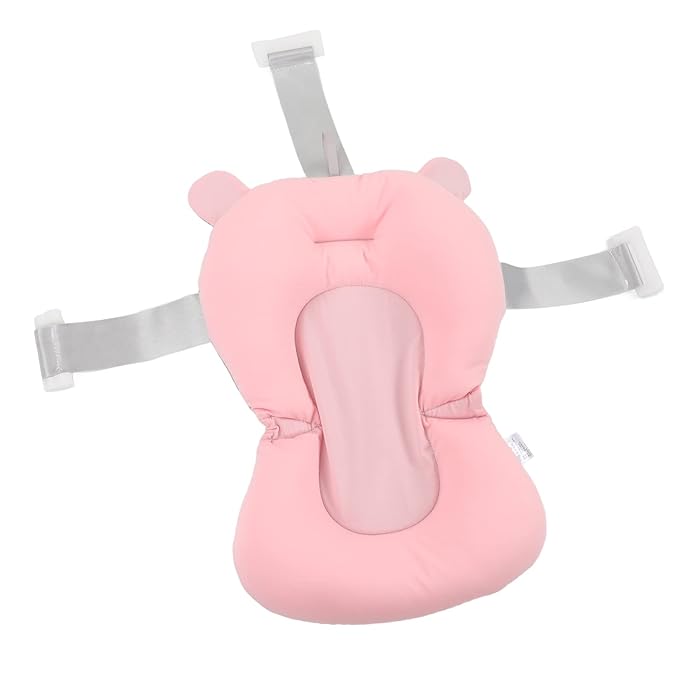 Baby Bath Seat Cushion, Floating Bath Support Mat Foldable Adjustable Infant Bath Supporter Newborn Bathtub Seat Cushion Nonslip Baby Bathtub Mat Baby Tub Pillow for 0‑12 Months