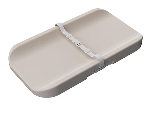 2-in-1 Baby Changing Pad with Integrated Scale, Contoured Wipe-Clean Foam, Non-Porous Waterproof Surface, Digital Baby Weighing Pad for Routine Changes, Safety Strap, Neutral Nursery Essential