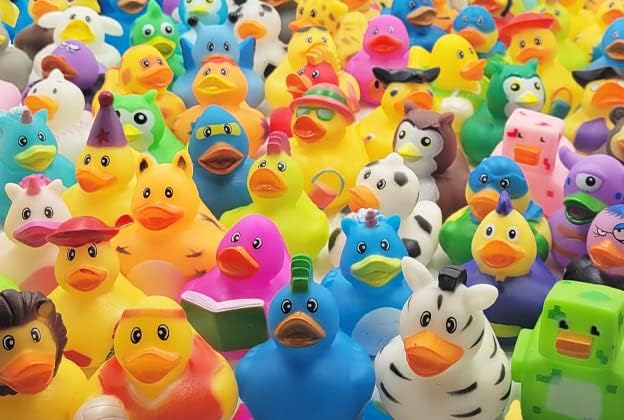 Assortment Rubber Duck Toy Duckies for Kids, Bath Birthday Gifts Baby Showers Classroom Incentives, Summer Beach and Pool Activity, 2" (20-Pack)