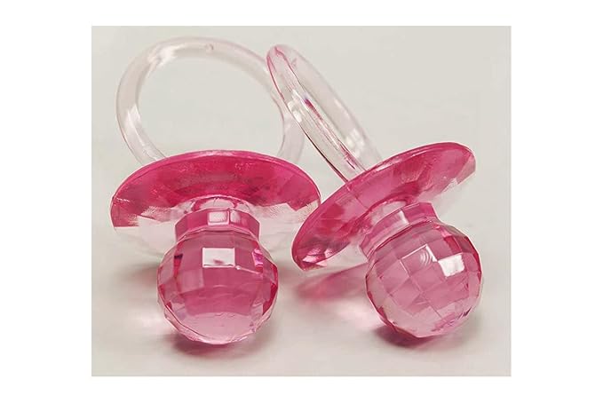 RBN 2.5 IN. Pacifier Baby Shower Crystal 3D Diamond Cut Prism Acrylic Bridal Wedding Birthday Party Favor Gift Table Games Decor -36PCS (PINK)
