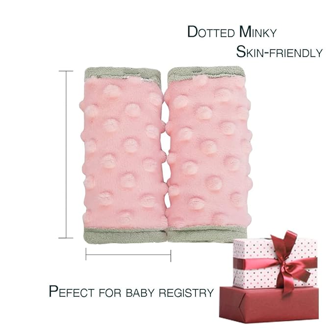 DODO NICI car seat Strap Cover for Baby, seat Belt Cover Cushion, Belt Pads fit Baby Carrier/Pushchair/Stroller, Cozy Peace Dotted Minky, Solid Pink