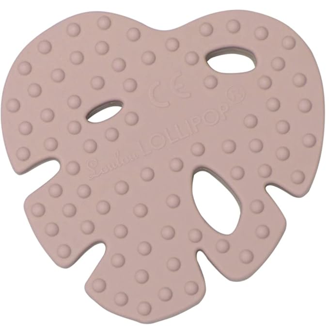 Silicone Teether – Food-Grade, BPA-Free Teething Relief Toy for Babies – Safe, Durable & Easy-to-Hold Infant Teether – Textured Sensory Toy for Soothing Sore Gums - Monstera Blush Pink