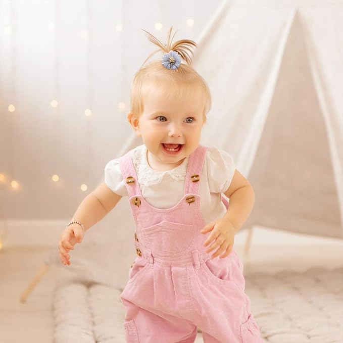 Baby Girls Nylon Elastic Headband Soft Flower Hair Band For Toddler Infant Newborn Set Of 10