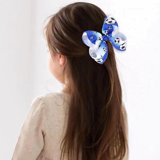 Soccer Hair Accessories, Soccer Hair Bows, Soccer Ball Bow,Soccer Ribbon Bow Hair Clips ,bows Hair Accessories for girls.A (White A)