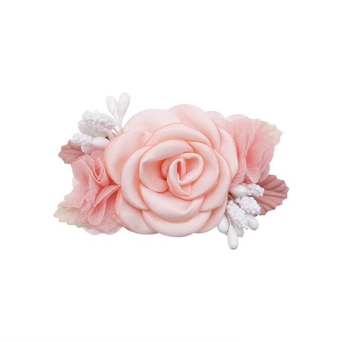 Flower Hair Clips Set for Baby Girl Lightweight Floral Hair Bow Accessories with Boutique Fully Lined Alligator Clip 3pcs for Toddler Teens Gifts
