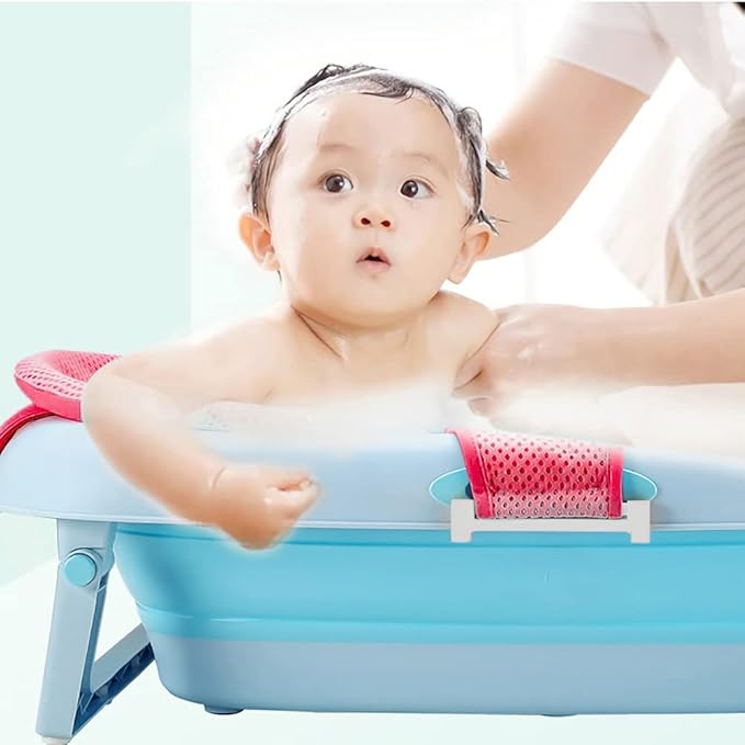 Baby Bath Seat Support Net Newborn Bath Cushion Pad Anti-Slip Infant Bathtub Sling Shower Mesh Mat Soft Bath Net Bath Pillow Adjustable Shower Pad for 0-18 Months