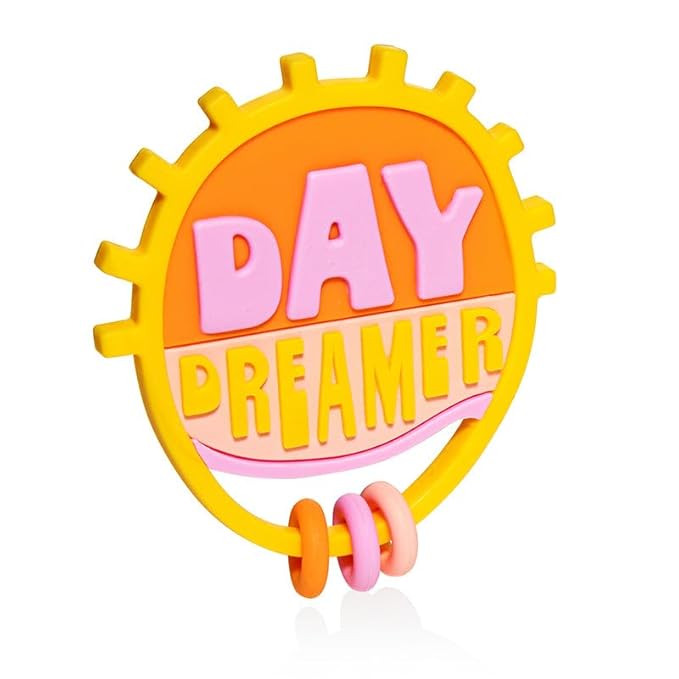Lucy Darling Baby Teething Toy - Flower Child Day Dreamer- Silicone Baby Chew Toy for 0-6 and 0-12 Months - BPA Free Teether for Babies - Soothe Babies Gums - Teether Toy