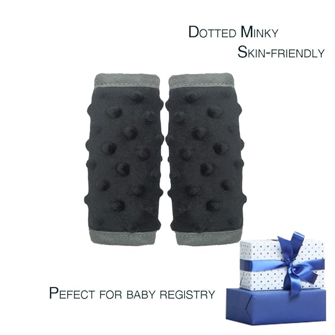 DODO NICI car seat Strap Cover for Baby, seat Belt Cover Cushion, Belt Pads fit Baby Carrier/Pushchair/Stroller, Cozy Peace Dotted Minky, Solid Black