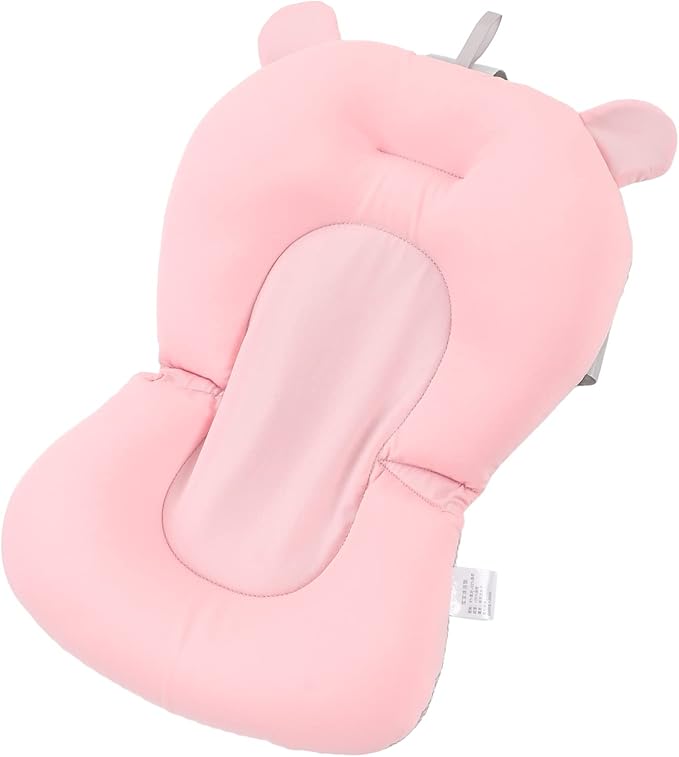 Baby Bath Seat Cushion, Infant Bath Supporter Soft Adjustable Fixation for Toddler for Bathroom (Pink Bear)