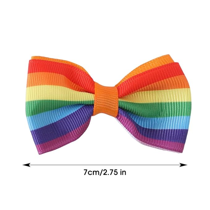 JIAHANG Baby Girls Grosgrain Ribbon 4 Inch Hair Bow Headband and Alligator Clips Set, Rainbow Color Hair Bow Accessories for Children Toddler School Girls 4Pcs Gift Set(Rainbow1)
