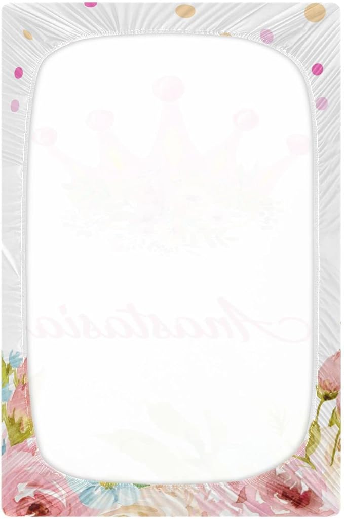 Gril Crown Personalized Pack 'n Play Sheets - Custom Name Fitted Sheet, Soft & Breathable Material for Baby Girls