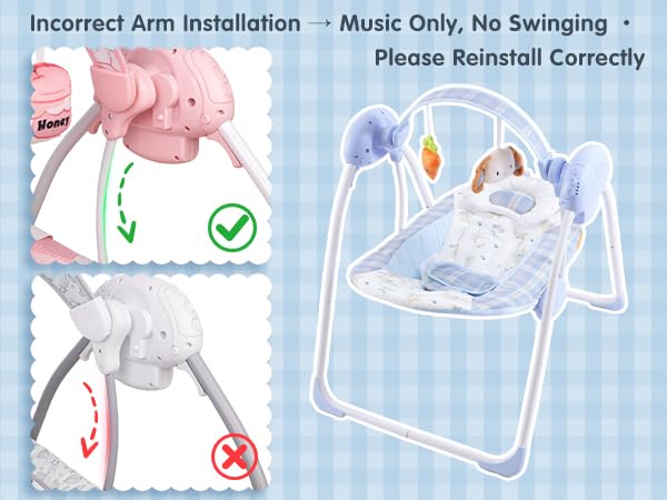 Portable Baby Swing for Infants, Compact & Foldable Infant Swing with 5-Speed Swing,Music, Timer, Cushioned Seat, Battery Operated, 0-9 Months 6-20 lbs,SG2401