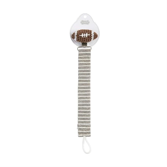 Mud Pie Knit and Crochet Pacifier Pacy Clips (Football), one Size fits Most