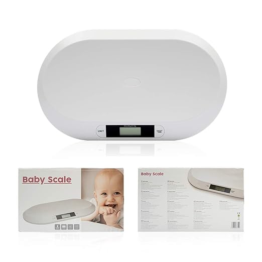 20KG/44LBS Electronic Digital Baby Weighing Scale Measure Infant/Baby/Pet Weight Accurately, Precision of 10g, Length 55cm, Large LCD Display, Weight Measure Tool White