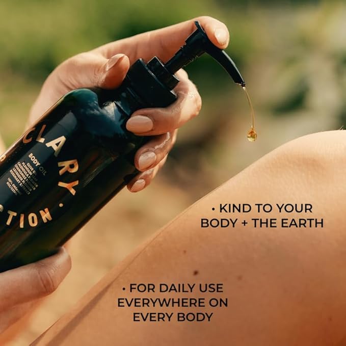 CLARY COLLECTION Body Oil Light Olive Moisturizing Formula for Men, Women & Children, Certified Non-Toxic, Natural, Plant-Based Formula, All Ages & Skin Types - 8 Fl Oz