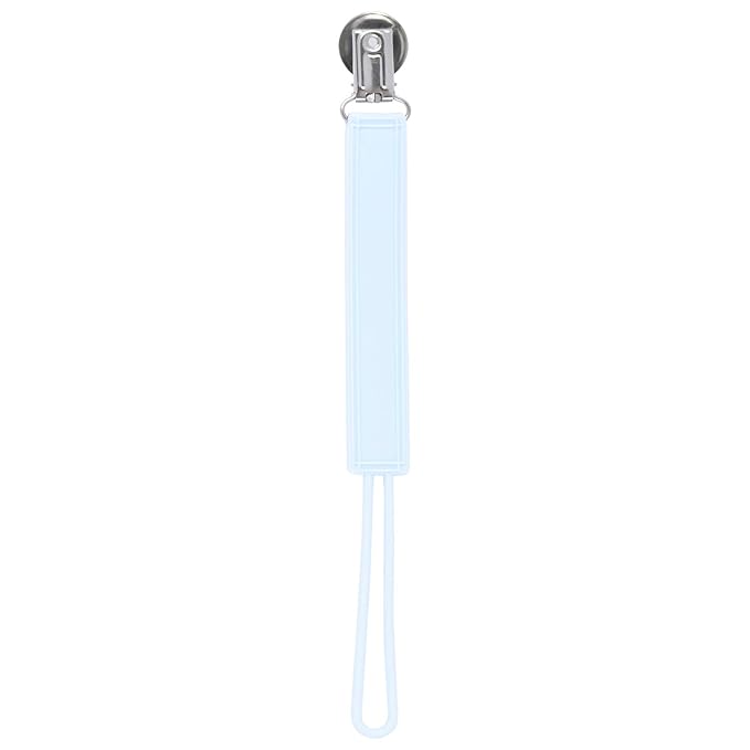 Three Little Tots All Silicone Modern, Short and Safety Tested Pacifier Clip (Baby Blue, Classic)