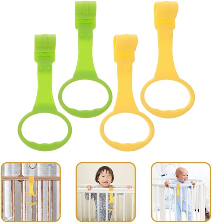 Toddmomy 4pcs Baby Play Gym Baby Crib Pull Ring Baby Bed Stand Up Rings Nursery Baby Cot Rings for Infant Baby Toddler Playpen Play Gym Cot Ring Toddler Walker