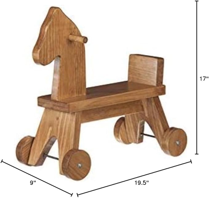 AmishToyBox Wooden Riding Horse Toddler Ride Toy (Harvest Stain), Amish-Made