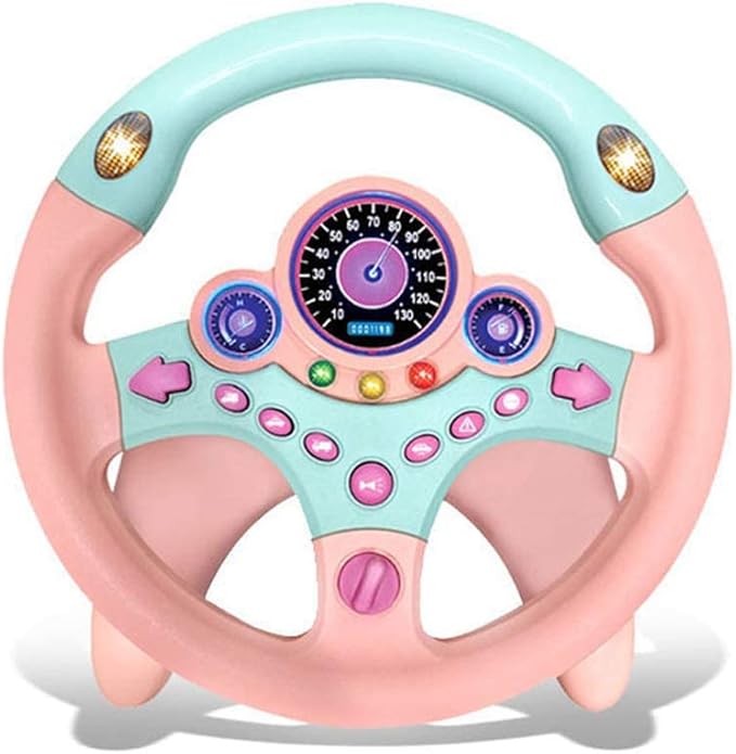 sesil Kids Electric Early Education Simulation Steering Wheel Toy Multifunctional High Simulation Car Driving Toy with Music and Light Pretend Driving Toy for Toddlers