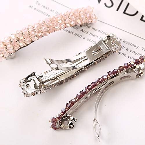 2Pcs Black Hair Clips, Handmade Rhinestone Barrettes Metal Hair Holders Clips and Barrettes for Women Girls Headwear Styling Accessories