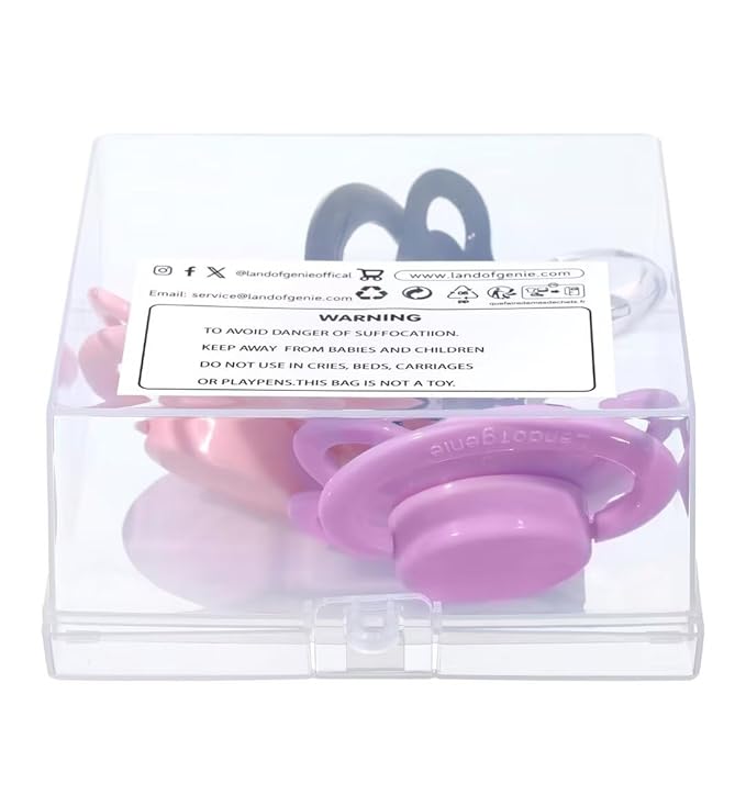 Landofgenie Large Shield Adult Size Pacifiers Set Moon Shaped Cutie Pacifier 3 Pack - Black+Pink+Purple