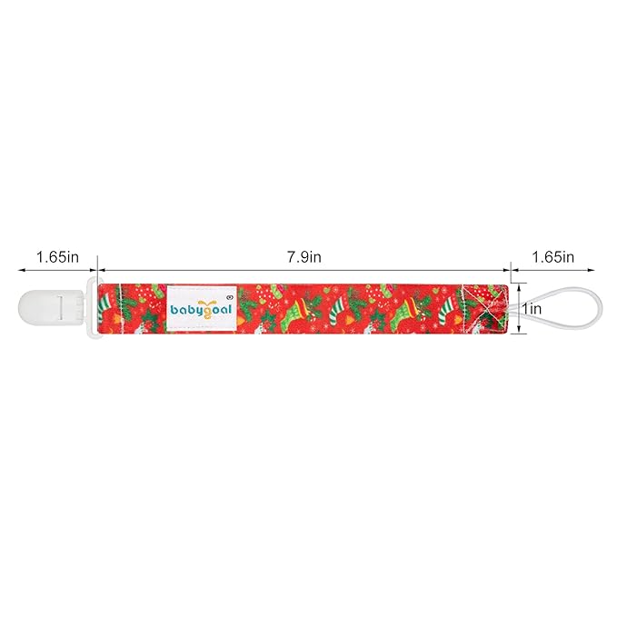 babygoal Christmas Pacifier Clips, 6 Pack Binky Paci Holder and Leash Fits for Most Pacifiers,Binkies and Xmas Gift