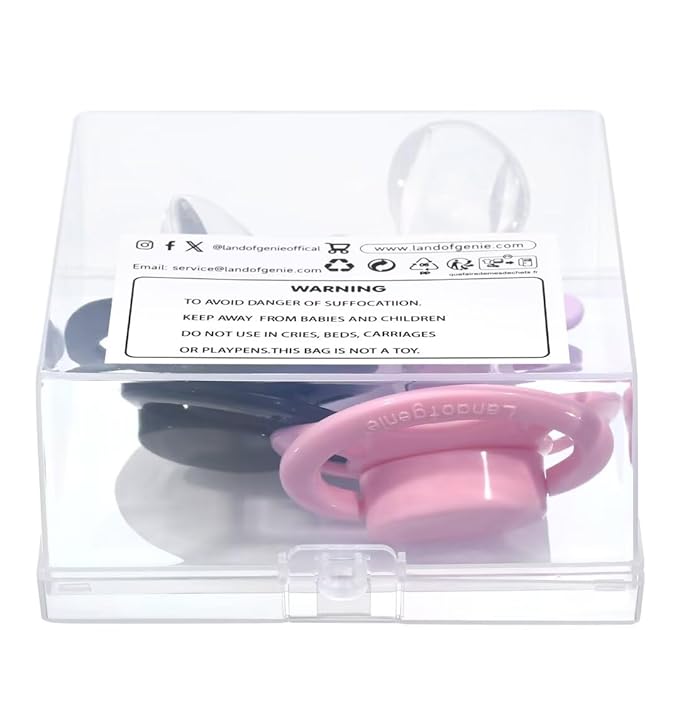 Landofgenie Large Shield Adult Size Pacifiers Set Bone Shaped Cutie Pacifier 3 Pack - Black+Pink+Purple